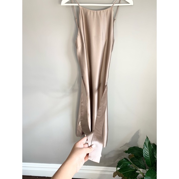 Amanda Uprichard Beige Satin High Neck Dress - Picture 9 of 11